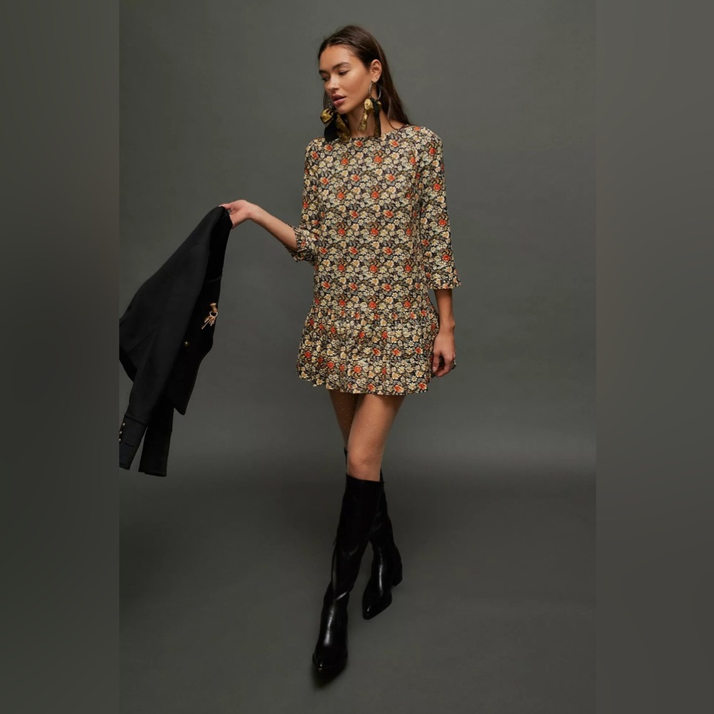 Free People The Avenue Mini Dress Floral Printed Ruffle Cutout New